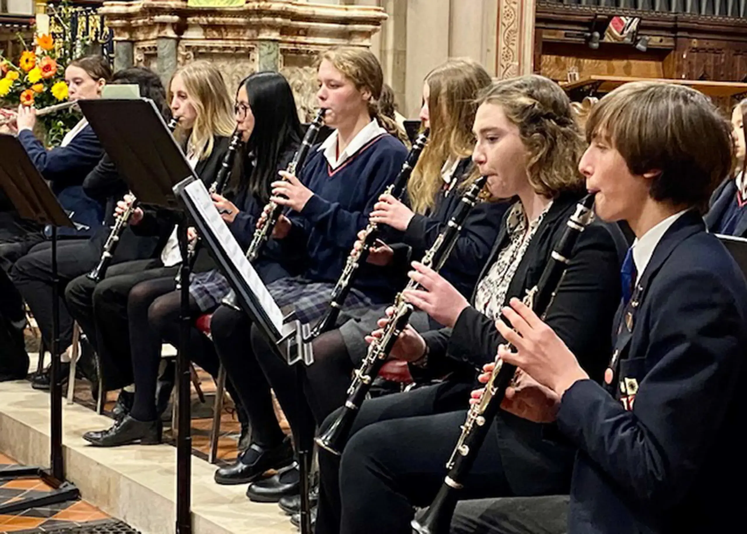 Pupils perform on clarinets at Ryde School's Autumn Concert 2023