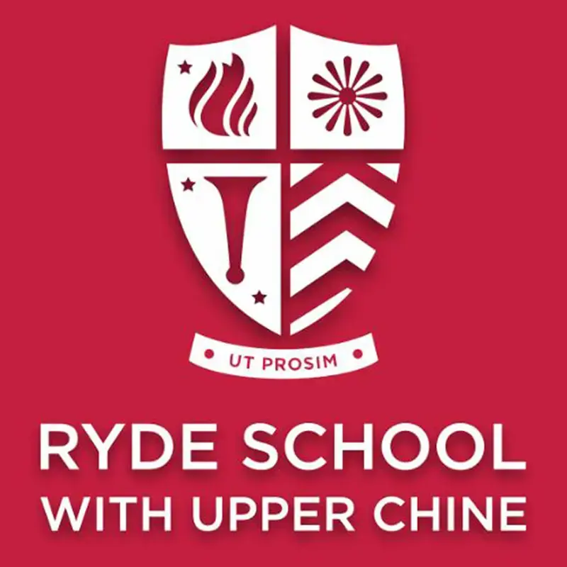 Ryde School Logo on red background