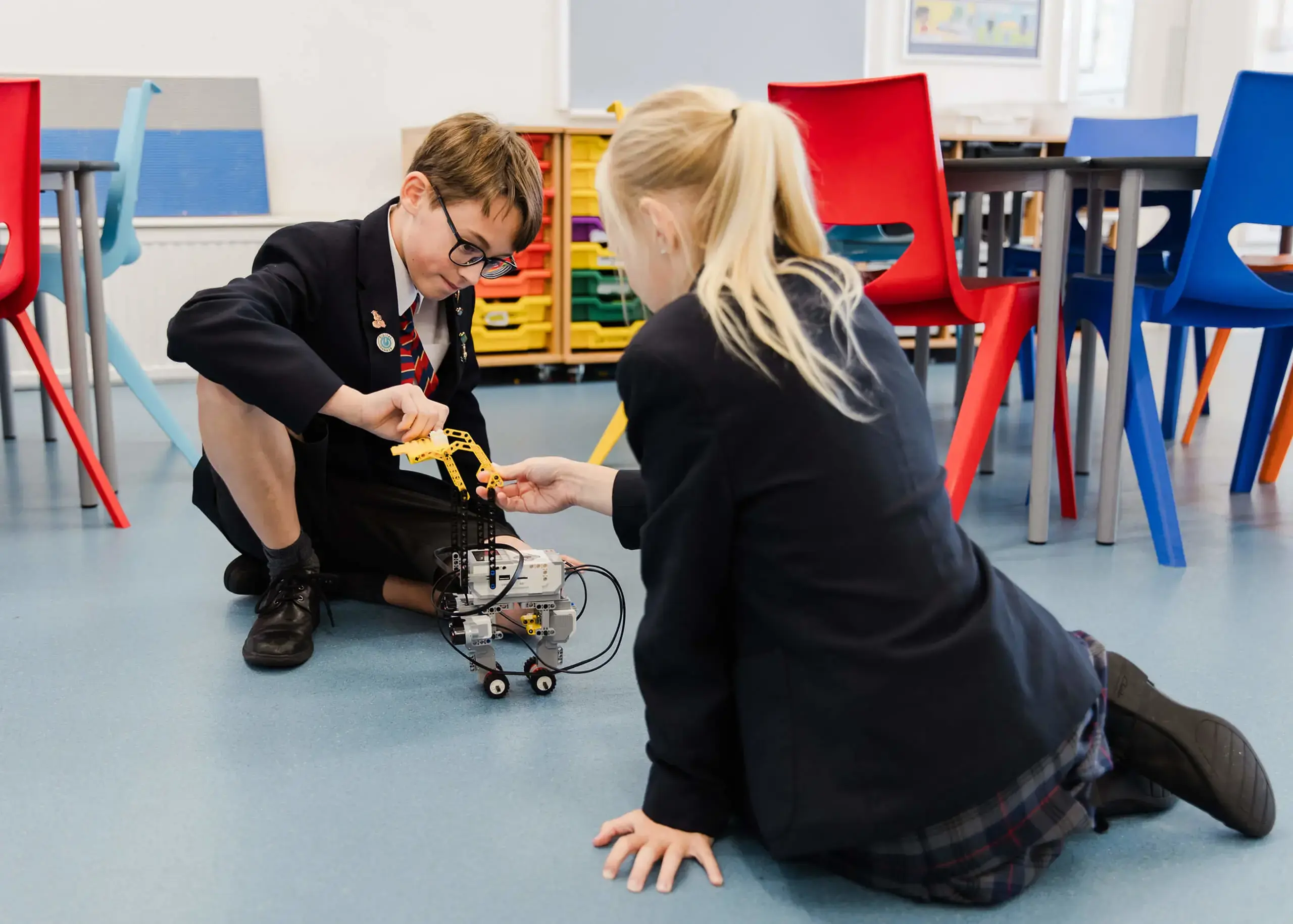 Ryde School Prep Pupils building a robot in a lesson